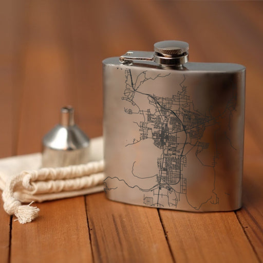 Carson City Nevada Custom Engraved City Map Inscription Coordinates on 6oz Stainless Steel Flask
