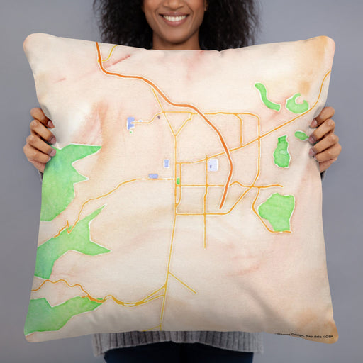 Person holding 22x22 Custom Carson City Nevada Map Throw Pillow in Watercolor