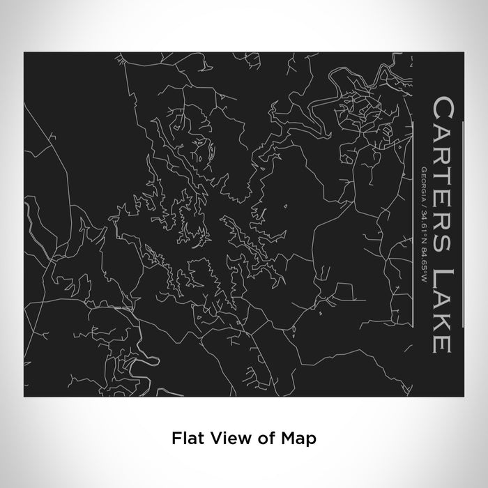 Rendered View of Carters Lake Georgia Map Engraving on 20oz Stainless Steel Insulated Bottle with Bamboo Top in Black