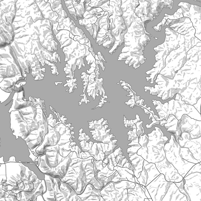 Carters Lake Georgia Map Print in Classic Style Zoomed In Close Up Showing Details