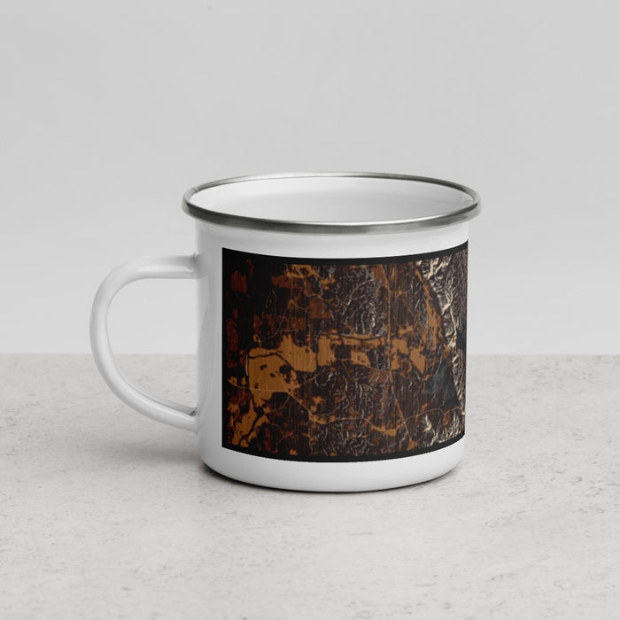 Left View Custom Carters Lake Georgia Map Enamel Mug in Ember