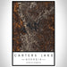 Carters Lake Georgia Map Print Portrait Orientation in Ember Style With Shaded Background