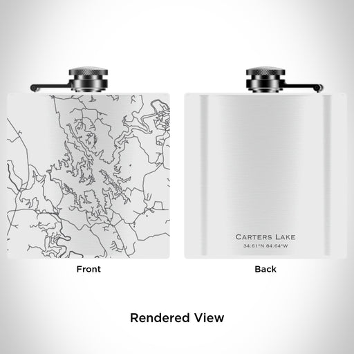 Rendered View of Carters Lake Georgia Map Engraving on 6oz Stainless Steel Flask in White