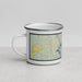 Left View Custom Carters Lake Georgia Map Enamel Mug in Woodblock