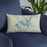 Custom Carters Lake Georgia Map Throw Pillow in Woodblock on Blue Colored Chair