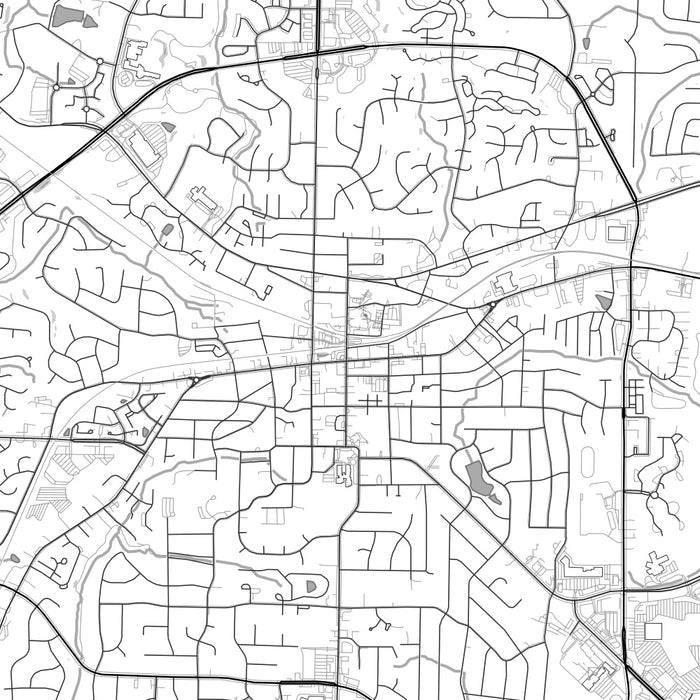 Cary North Carolina Map Print in Classic Style Zoomed In Close Up Showing Details