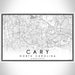 Cary North Carolina Map Print Landscape Orientation in Classic Style With Shaded Background