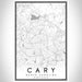 Cary North Carolina Map Print Portrait Orientation in Classic Style With Shaded Background