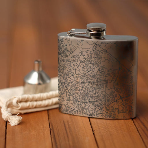 Cary North Carolina Custom Engraved City Map Inscription Coordinates on 6oz Stainless Steel Flask