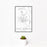 12x18 Casa Grande Arizona Map Print Portrait Orientation in Classic Style With Small Cactus Plant in White Planter