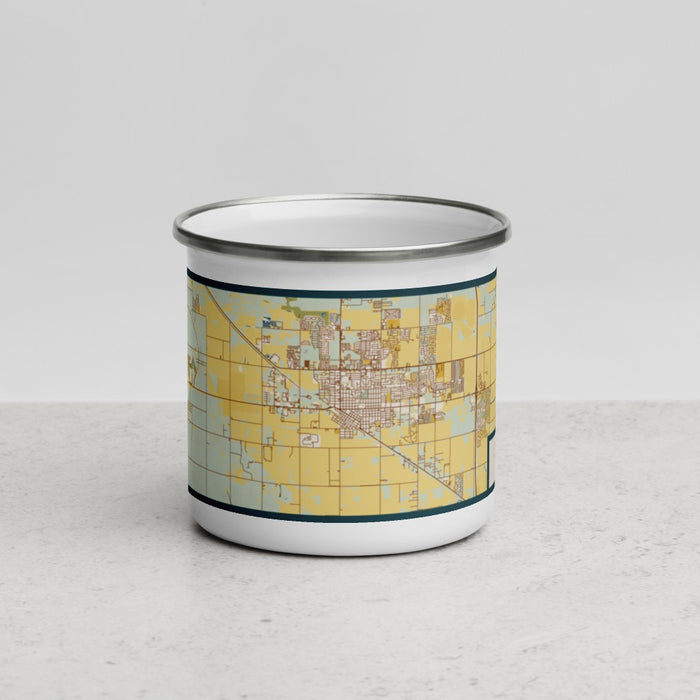 Front View Custom Casa Grande Arizona Map Enamel Mug in Woodblock