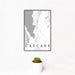 12x18 Cascade Idaho Map Print Portrait Orientation in Classic Style With Small Cactus Plant in White Planter