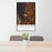 24x36 Cascade Idaho Map Print Portrait Orientation in Ember Style Behind 2 Chairs Table and Potted Plant