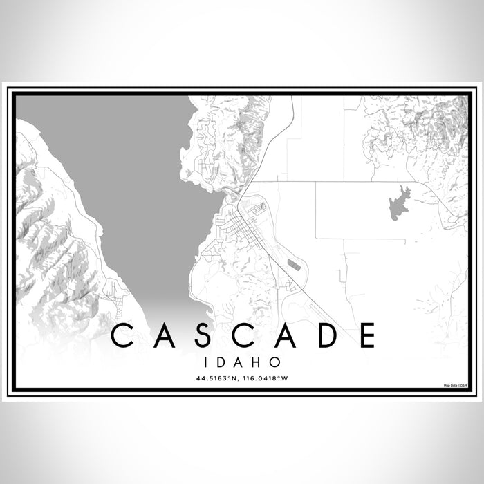 Cascade Idaho Map Print Landscape Orientation in Classic Style With Shaded Background
