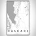 Cascade Idaho Map Print Portrait Orientation in Classic Style With Shaded Background