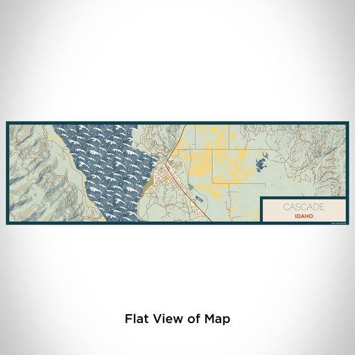 Flat View of Map Custom Cascade Idaho Map Enamel Mug in Woodblock