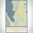 Cascade Idaho Map Print Portrait Orientation in Woodblock Style With Shaded Background