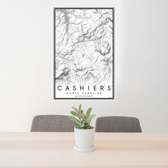 Cashiers - North Carolina Map Print in Classic