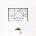 12x18 Cashiers North Carolina Map Print Landscape Orientation in Classic Style With Small Cactus Plant in White Planter