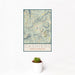 12x18 Cashiers North Carolina Map Print Portrait Orientation in Woodblock Style With Small Cactus Plant in White Planter