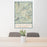 24x36 Cashiers North Carolina Map Print Portrait Orientation in Woodblock Style Behind 2 Chairs Table and Potted Plant