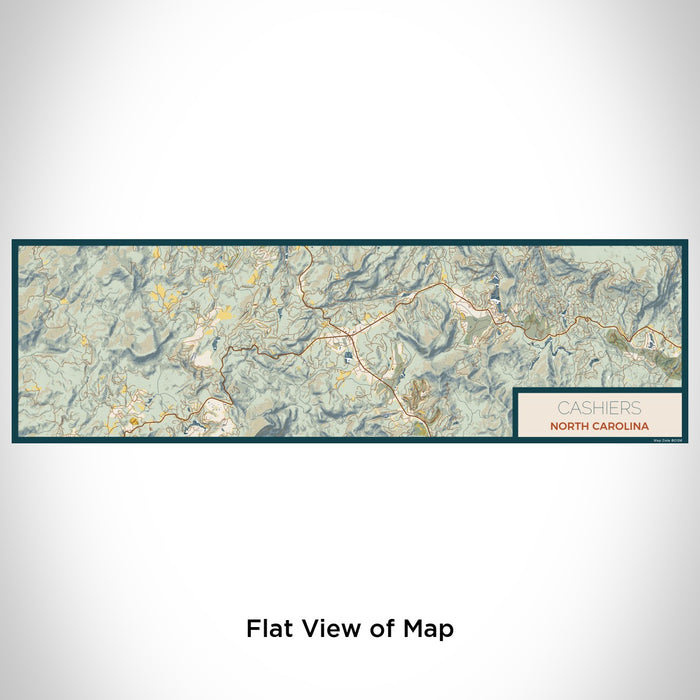 Flat View of Map Custom Cashiers North Carolina Map Enamel Mug in Woodblock