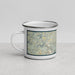 Left View Custom Cashiers North Carolina Map Enamel Mug in Woodblock
