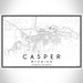 Casper Wyoming Map Print Landscape Orientation in Classic Style With Shaded Background