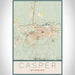 Casper Wyoming Map Print Portrait Orientation in Woodblock Style With Shaded Background
