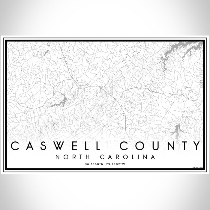 Caswell County North Carolina Map Print Landscape Orientation in Classic Style With Shaded Background