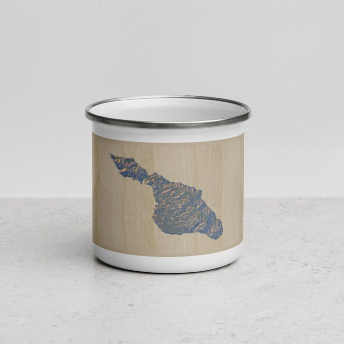 Front View Custom Catalina Island California Map Enamel Mug in Afternoon