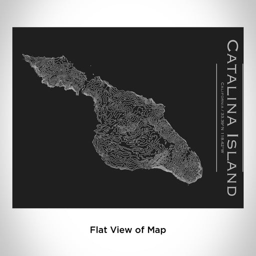 Rendered View of Catalina Island California Map Engraving on 20oz Stainless Steel Insulated Bottle with Bamboo Top in Black