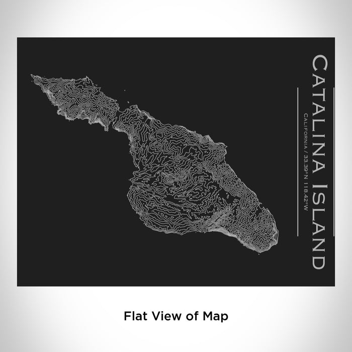 Rendered View of Catalina Island California Map Engraving on 20oz Stainless Steel Insulated Bottle with Bamboo Top in Black