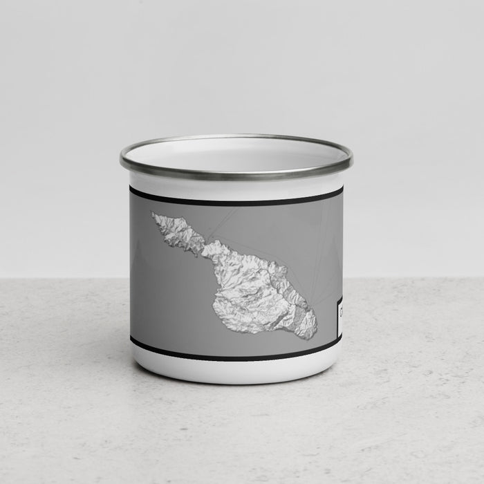 Front View Custom Catalina Island California Map Enamel Mug in Classic
