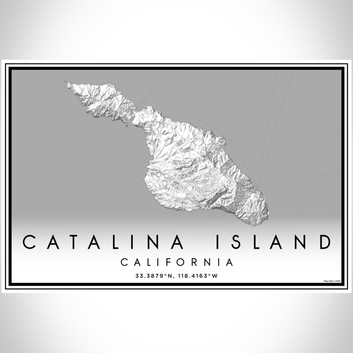 Catalina Island California Map Print Landscape Orientation in Classic Style With Shaded Background
