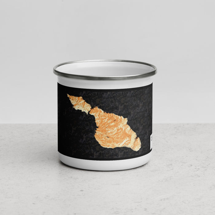 Front View Custom Catalina Island California Map Enamel Mug in Ember