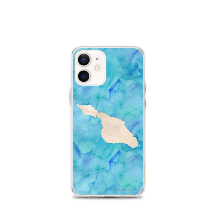 Custom iPhone 12 mini Catalina Island California Map Phone Case in Watercolor