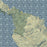 Catalina Island California Map Print in Woodblock Style Zoomed In Close Up Showing Details