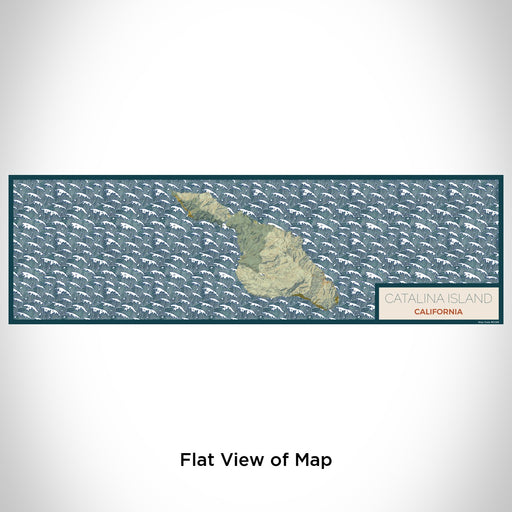 Flat View of Map Custom Catalina Island California Map Enamel Mug in Woodblock