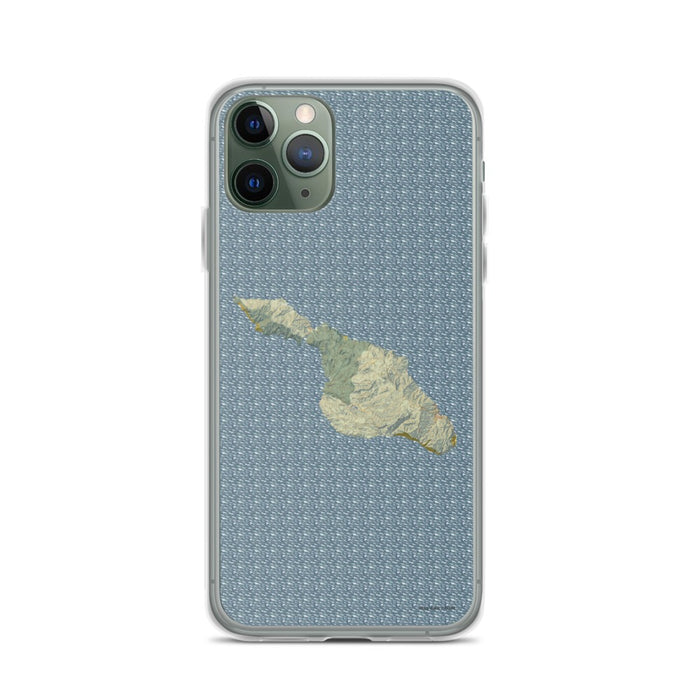Custom iPhone 11 Pro Catalina Island California Map Phone Case in Woodblock