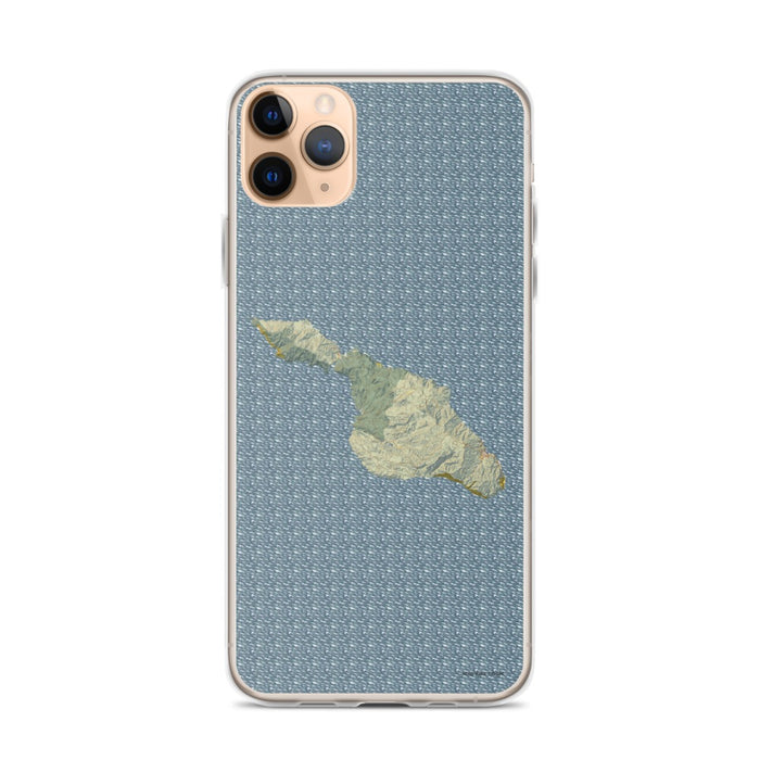 Custom iPhone 11 Pro Max Catalina Island California Map Phone Case in Woodblock