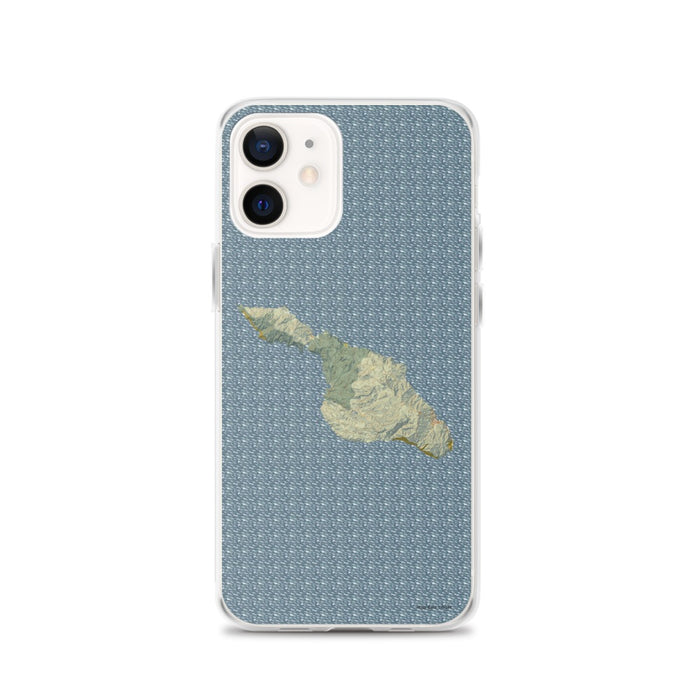 Custom iPhone 12 Catalina Island California Map Phone Case in Woodblock
