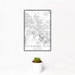 12x18 Cathedral City California Map Print Portrait Orientation in Classic Style With Small Cactus Plant in White Planter