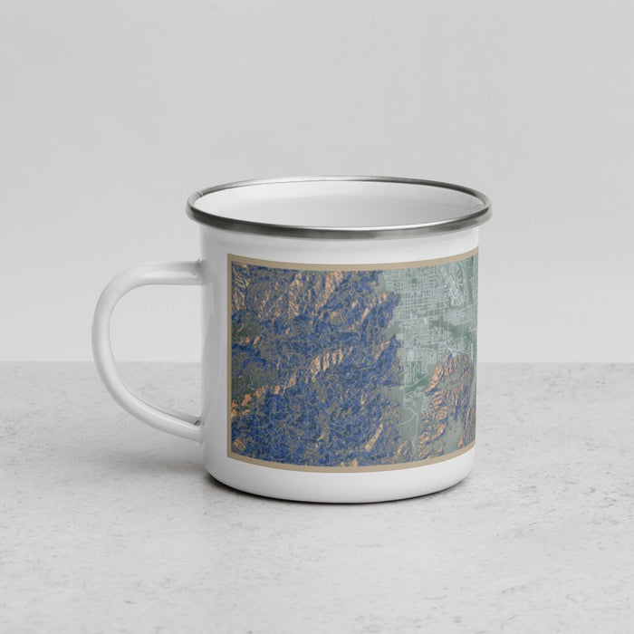 Left View Custom Cathedral City California Map Enamel Mug in Afternoon
