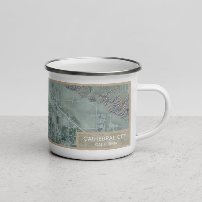 Right View Custom Cathedral City California Map Enamel Mug in Afternoon