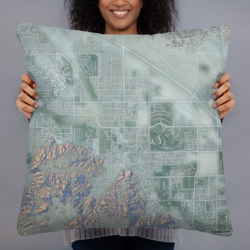 Person holding 22x22 Custom Cathedral City California Map Throw Pillow in Afternoon