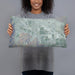 Person holding 20x12 Custom Cathedral City California Map Throw Pillow in Afternoon