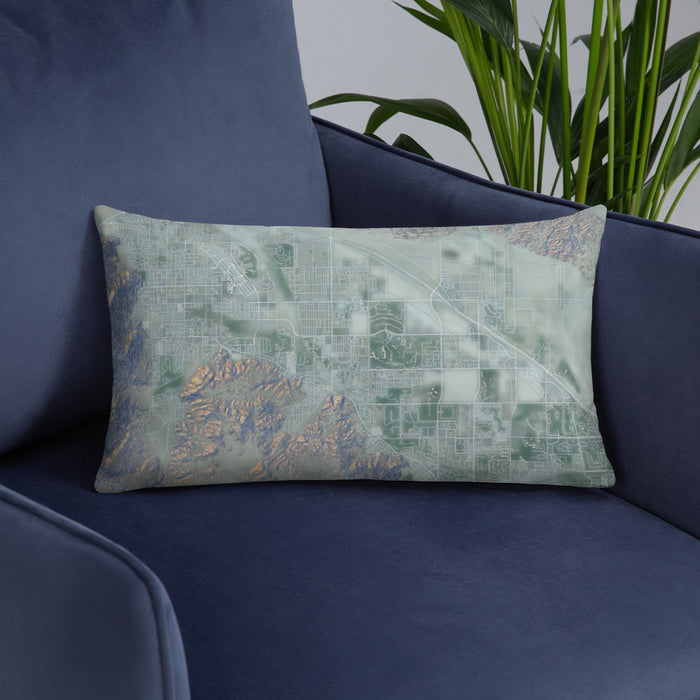 Custom Cathedral City California Map Throw Pillow in Afternoon on Blue Colored Chair
