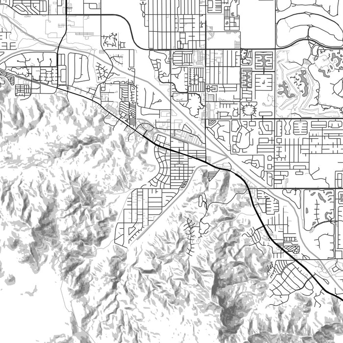 Cathedral City California Map Print in Classic Style Zoomed In Close Up Showing Details