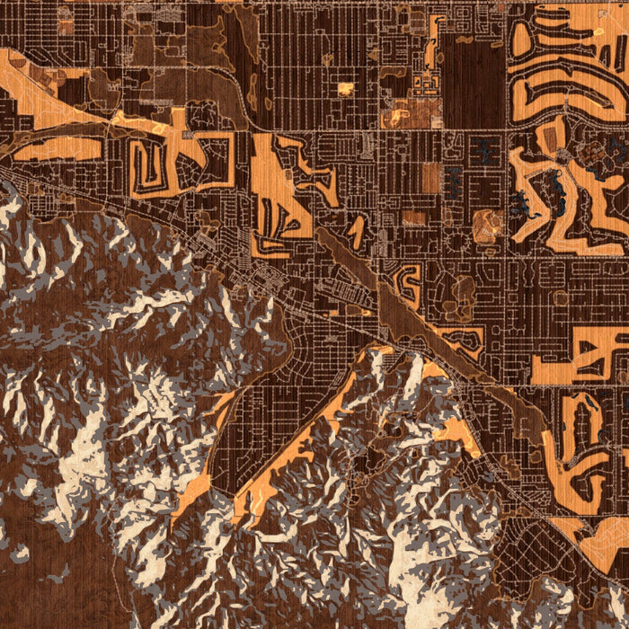 Cathedral City California Map Print in Ember Style Zoomed In Close Up Showing Details